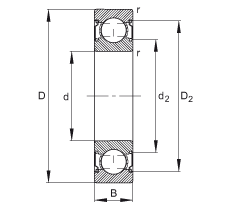 深溝球軸承 6205-C-2Z, 修正的內(nèi)部結(jié)構(gòu)（C 代），根據(jù) DIN 625-1 標準的主要尺寸，兩側(cè)間隙密封