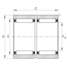 滾針軸承 RNAO50X65X40-ZW-ASR1, 無(wú)擋邊，雙列