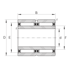 滾針軸承 NAO30X45X26-ZW-ASR1, 無(wú)擋邊，雙列