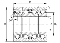 推力角接觸球軸承 ZKLN5090-2RS-2AP, 配對，雙向，兩側(cè)唇密封