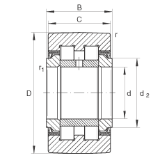 支撐型滾輪 PWTR50-2RS, 滿裝滾子，軸向引導(dǎo)，兩側(cè)唇密封