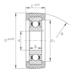 滾輪 KLRU12X35X12-2Z, 帶塑料箍，兩側(cè)密封
