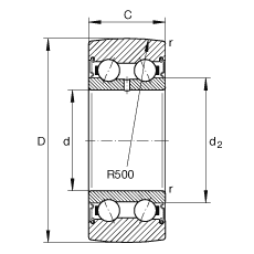 滾輪 LR50/6-2RSR, 雙向，兩側(cè)密封