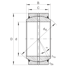 關(guān)節(jié)軸承 GE300-DO-2RS, 根據(jù) DIN ISO 12 240-1 標(biāo)準(zhǔn), 需維護(hù)，兩側(cè)唇密封