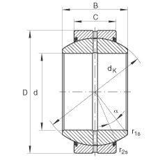 關(guān)節(jié)軸承 GE100-FO-2RS, 根據(jù) DIN ISO 12 240-1 標(biāo)準(zhǔn), 需維護(hù)，兩側(cè)唇密封