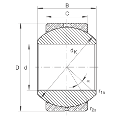 關(guān)節(jié)軸承 GE16-PB, 根據(jù) DIN ISO 12 240-1 標準，尺寸系列 K，需維護