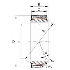 大的關(guān)節(jié)軸承 GE460-DW-2RS2, 根據(jù) DIN ISO 12 240-1 標(biāo)準(zhǔn), 免維護(hù)，兩側(cè)密封