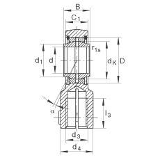 液壓桿端軸承 GIHNRK40-LO, 根據(jù) DIN ISO 12 240-4 標(biāo)準(zhǔn)，帶右旋螺紋夾緊裝置，需維護(hù)