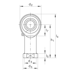 桿端軸承 GIKR10-PB, 根據(jù) DIN ISO 12 240-4 標(biāo)準(zhǔn)，帶右旋內(nèi)螺紋，需維護(hù)