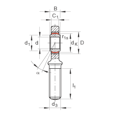 桿端軸承 GAR80-UK-2RS, 根據(jù) DIN ISO 12 240-4 標(biāo)準(zhǔn)，帶右旋外螺紋，免維護(hù)，兩側(cè)唇密封