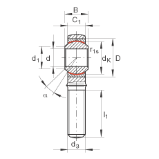 桿端軸承 GAKL10-PW, 根據(jù) DIN ISO 12 240-4 標(biāo)準(zhǔn)，帶左旋外螺紋，需維護(hù)
