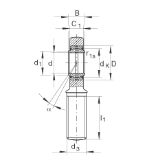 桿端軸承 GAR15-DO, 根據(jù) DIN ISO 12 240-4 標(biāo)準(zhǔn)，帶右旋外螺紋，需維護(hù)