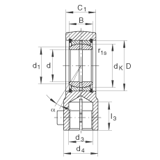 液壓桿端軸承 GIHRK20-DO, 根據(jù) DIN ISO 12 240-4 標(biāo)準(zhǔn)，帶右旋螺紋夾緊裝置，需維護(hù)