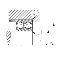 角接觸球軸承 3006-B-TVH, 雙列，接觸角 α = 25°