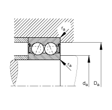 角接觸球軸承 3003-B-2Z-TVH, 雙列，雙側(cè)間隙密封，接觸角 α = 25°