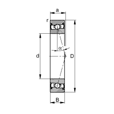 主軸軸承 HSS7020-C-T-P4S, 調(diào)節(jié)，成對(duì)安裝，接觸角 α = 15°，兩側(cè)唇密封，非接觸，加嚴(yán)公差