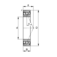 主軸軸承 HSS71903-E-T-P4S, 調(diào)節(jié)，成對安裝，接觸角 α = 25°，兩側(cè)唇密封，非接觸，限制公差
