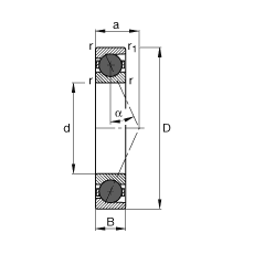 主軸軸承 HCB7015-E-T-P4S, 調(diào)節(jié)，成對或單元安裝，接觸角 α = 25°，陶瓷球，限制公差