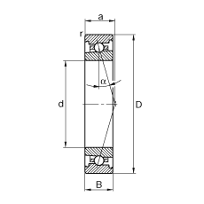主軸軸承 HS71917-C-T-P4S, 調(diào)節(jié)，成對安裝，接觸角 α = 15°，限制公差