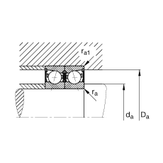 主軸軸承 B71912-E-2RSD-T-P4S, 調(diào)節(jié)，成對安裝，接觸角 α = 25°，兩側(cè)唇密封，非接觸，限制公差