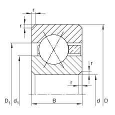 薄截面軸承 CSXC055, 四點接觸球軸承，類型X，運行溫度 -54°C 到 +120°C