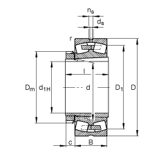 調心滾子軸承 22348-K-MB + H2348X, 根據(jù) DIN 635-2 標準的主要尺寸, 帶錐孔和緊定套